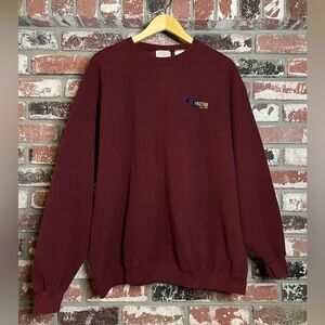 Men’s Vintage Thick Oversized Arizona Jean Company Burgundy Crewneck Sweater EUC